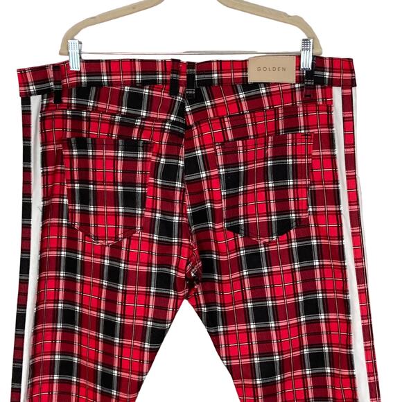 NEW Golden Denim The Union Rivoli Plaid Print Slim Jeans Ankle Zip Tartan 40X34 - Picture 7 of 16